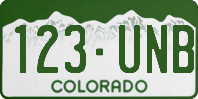 CO license plate 123UNB