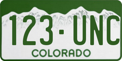 CO license plate 123UNC