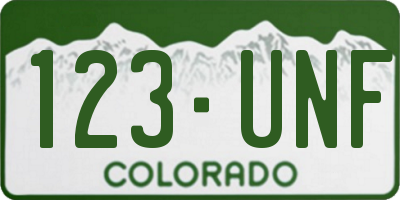 CO license plate 123UNF