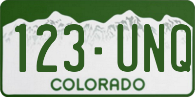 CO license plate 123UNQ
