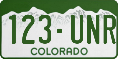 CO license plate 123UNR