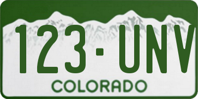 CO license plate 123UNV