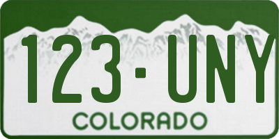 CO license plate 123UNY