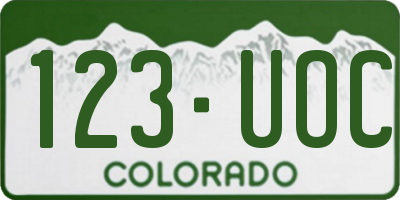 CO license plate 123UOC