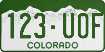 CO license plate 123UOF