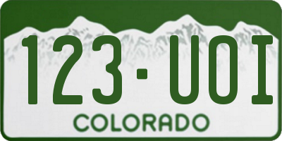 CO license plate 123UOI