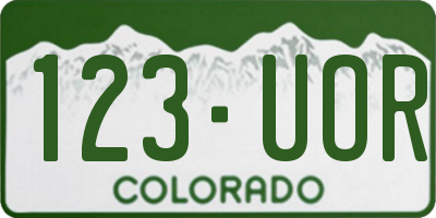CO license plate 123UOR