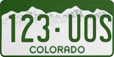 CO license plate 123UOS