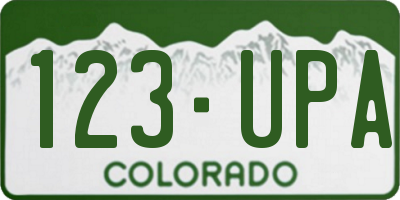 CO license plate 123UPA