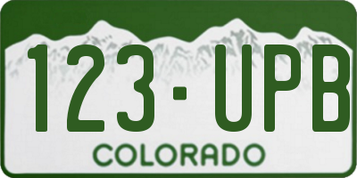 CO license plate 123UPB