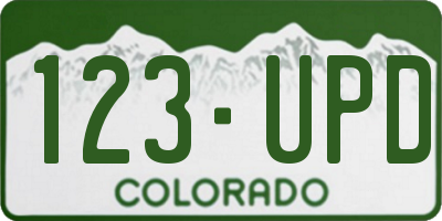 CO license plate 123UPD