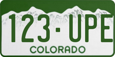 CO license plate 123UPE