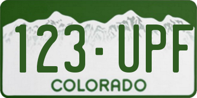 CO license plate 123UPF