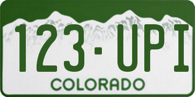 CO license plate 123UPI