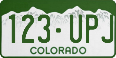 CO license plate 123UPJ