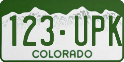 CO license plate 123UPK