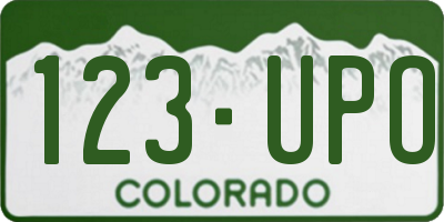 CO license plate 123UPO
