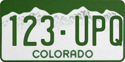 CO license plate 123UPQ