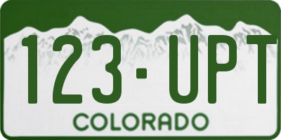 CO license plate 123UPT