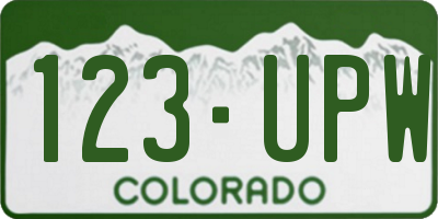CO license plate 123UPW