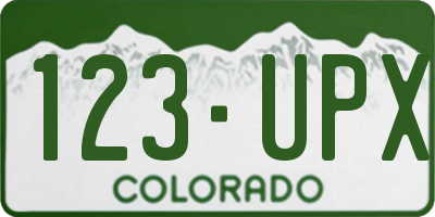 CO license plate 123UPX