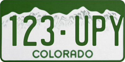 CO license plate 123UPY