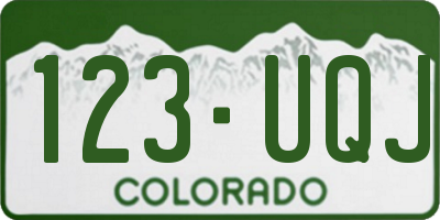 CO license plate 123UQJ