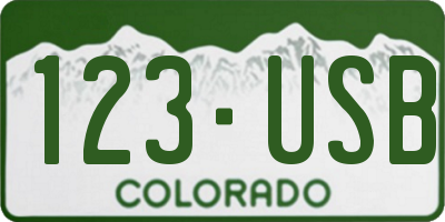 CO license plate 123USB