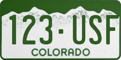 CO license plate 123USF