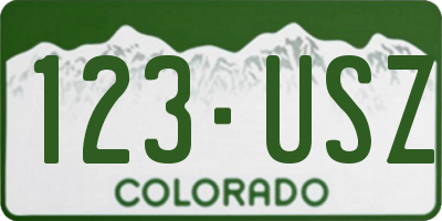 CO license plate 123USZ