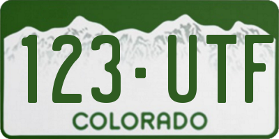 CO license plate 123UTF