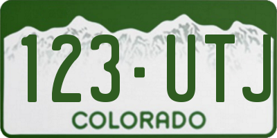 CO license plate 123UTJ
