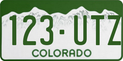 CO license plate 123UTZ