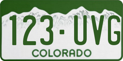 CO license plate 123UVG