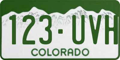 CO license plate 123UVH