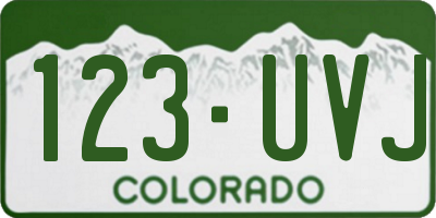 CO license plate 123UVJ