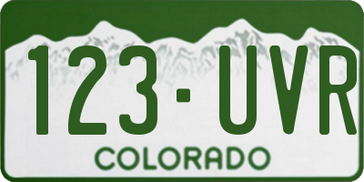 CO license plate 123UVR