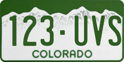 CO license plate 123UVS