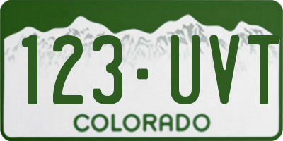 CO license plate 123UVT