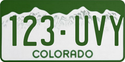 CO license plate 123UVY