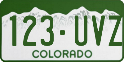 CO license plate 123UVZ