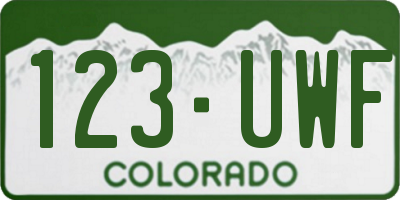 CO license plate 123UWF