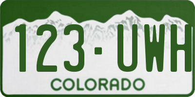 CO license plate 123UWH