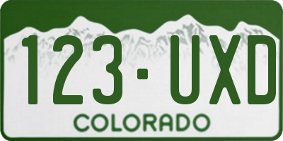 CO license plate 123UXD