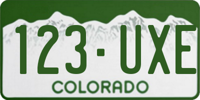 CO license plate 123UXE