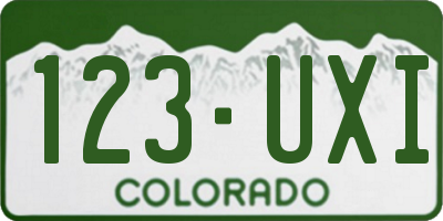 CO license plate 123UXI