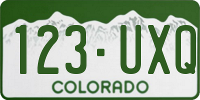 CO license plate 123UXQ