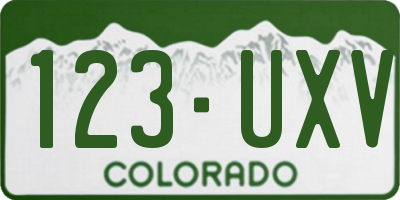 CO license plate 123UXV