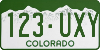 CO license plate 123UXY