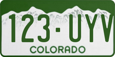 CO license plate 123UYV